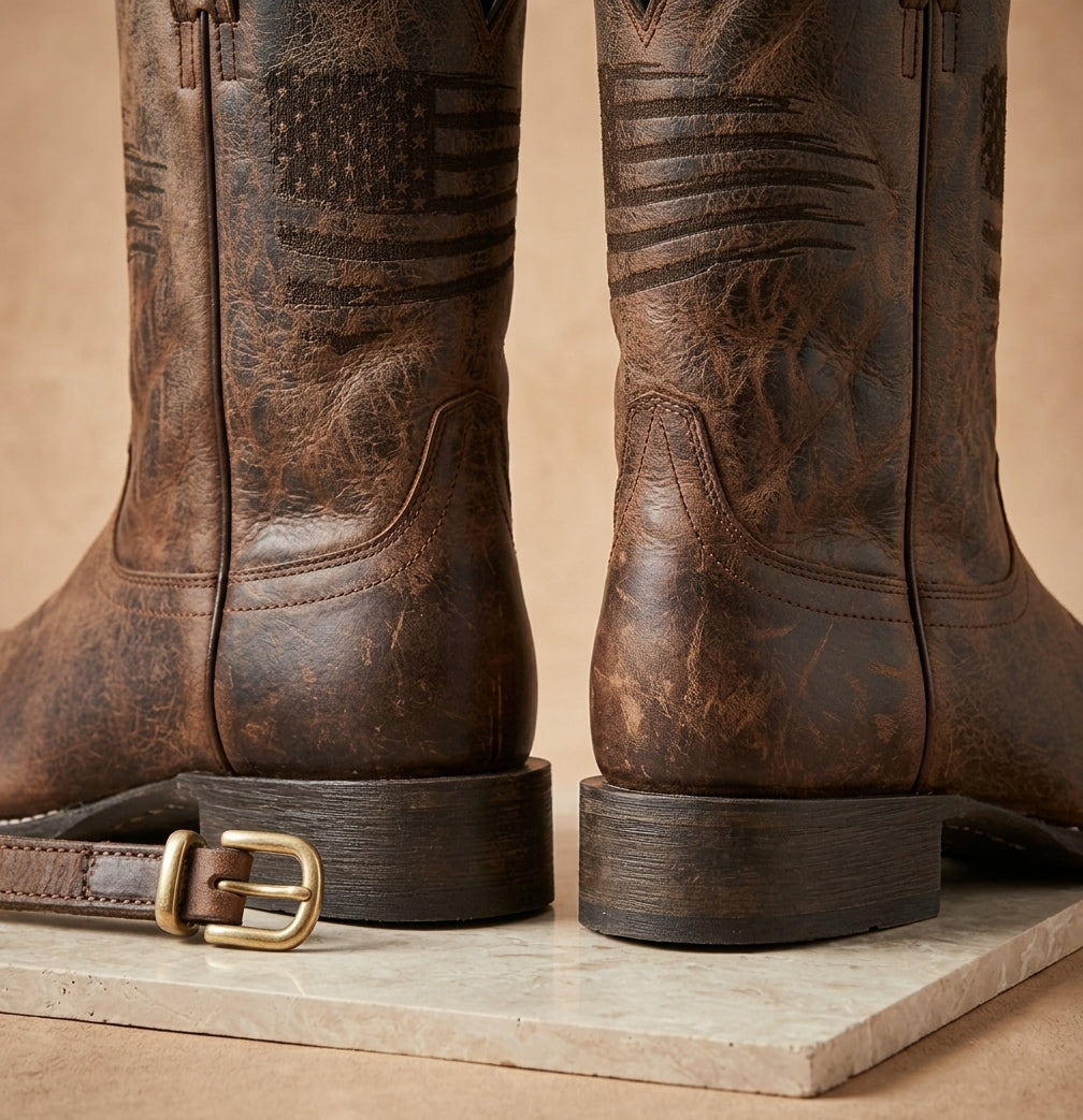 Patriotic Flag Square Toe Western Boots