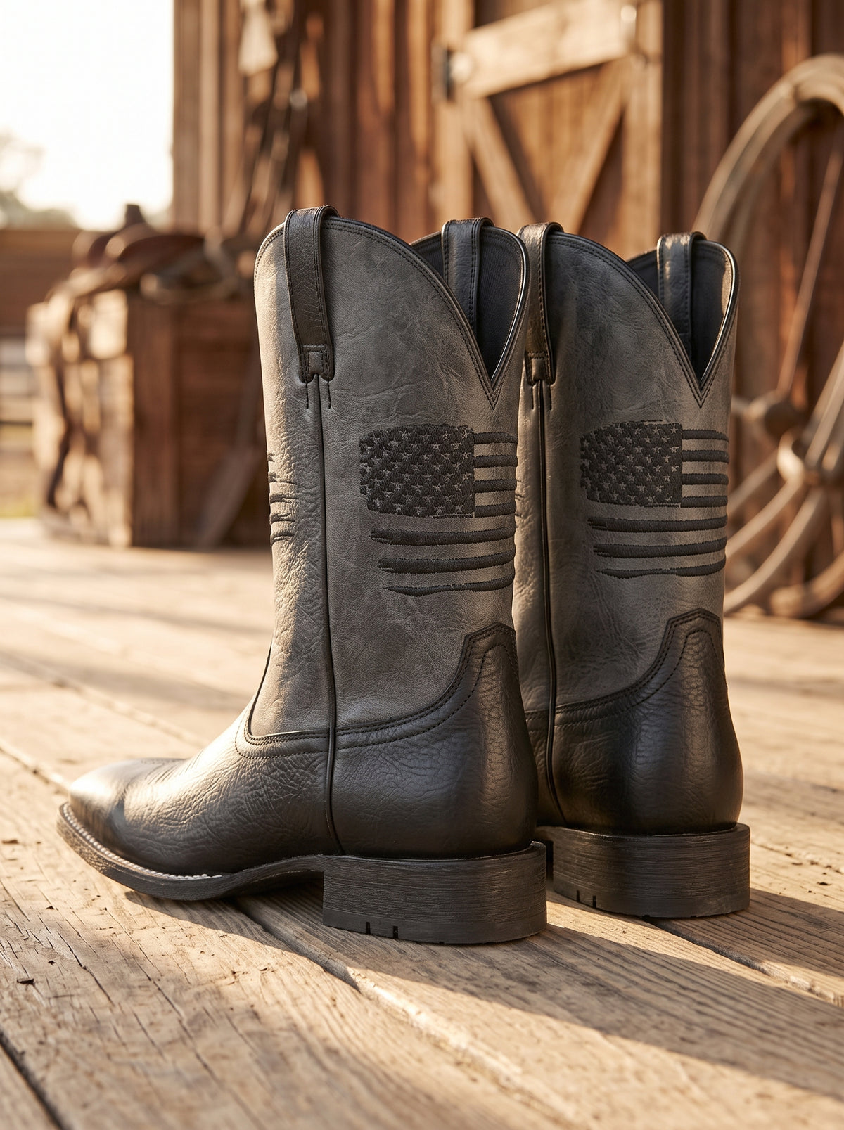 Patriotic Flag Square Toe Western Boots