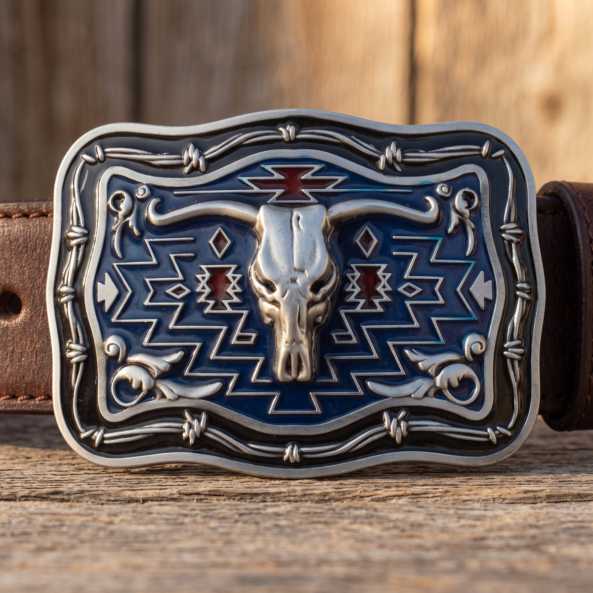 Longhorn Skull Trophy Buckle Leather Western Belt