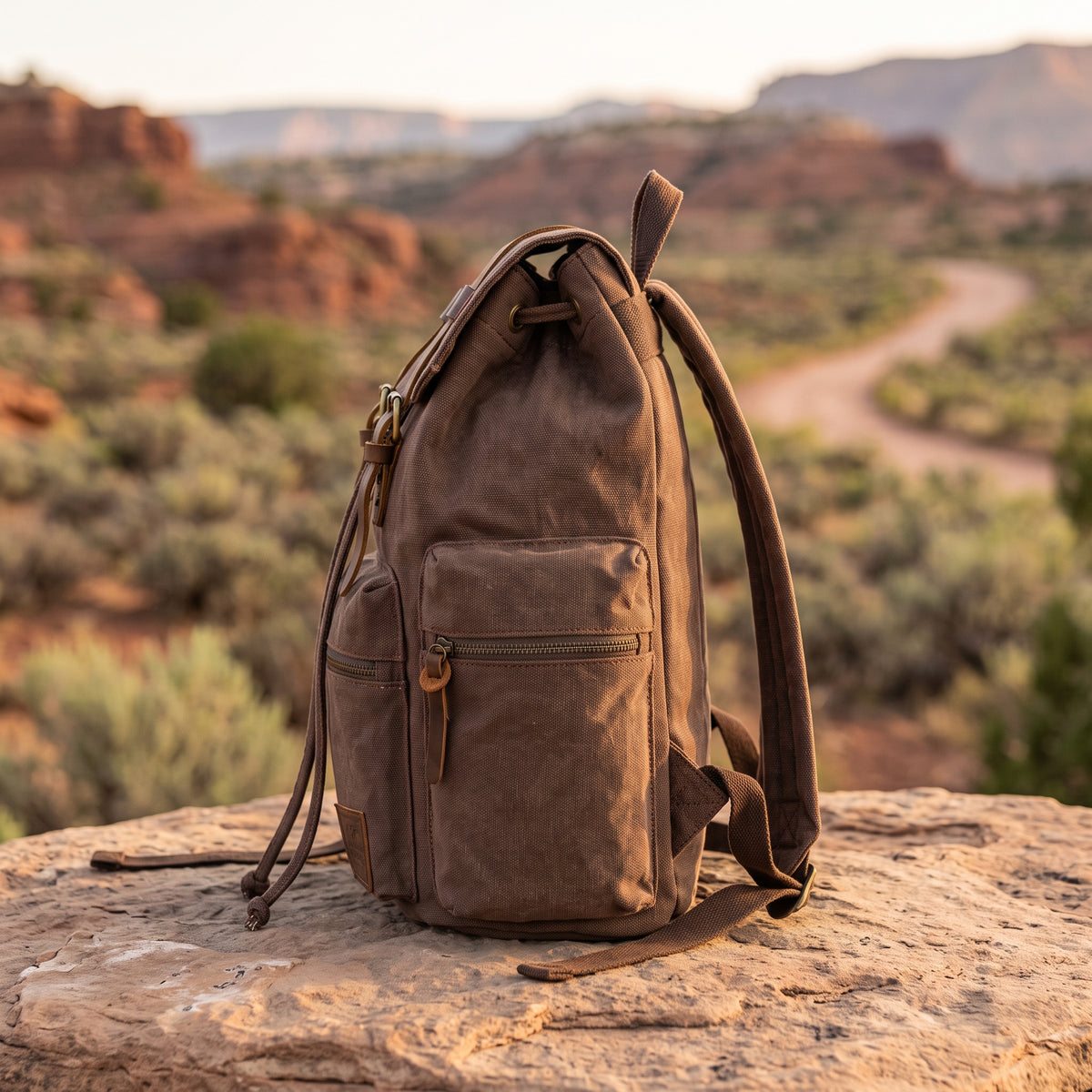 Coffee Brown Heritage Canvas Rucksack