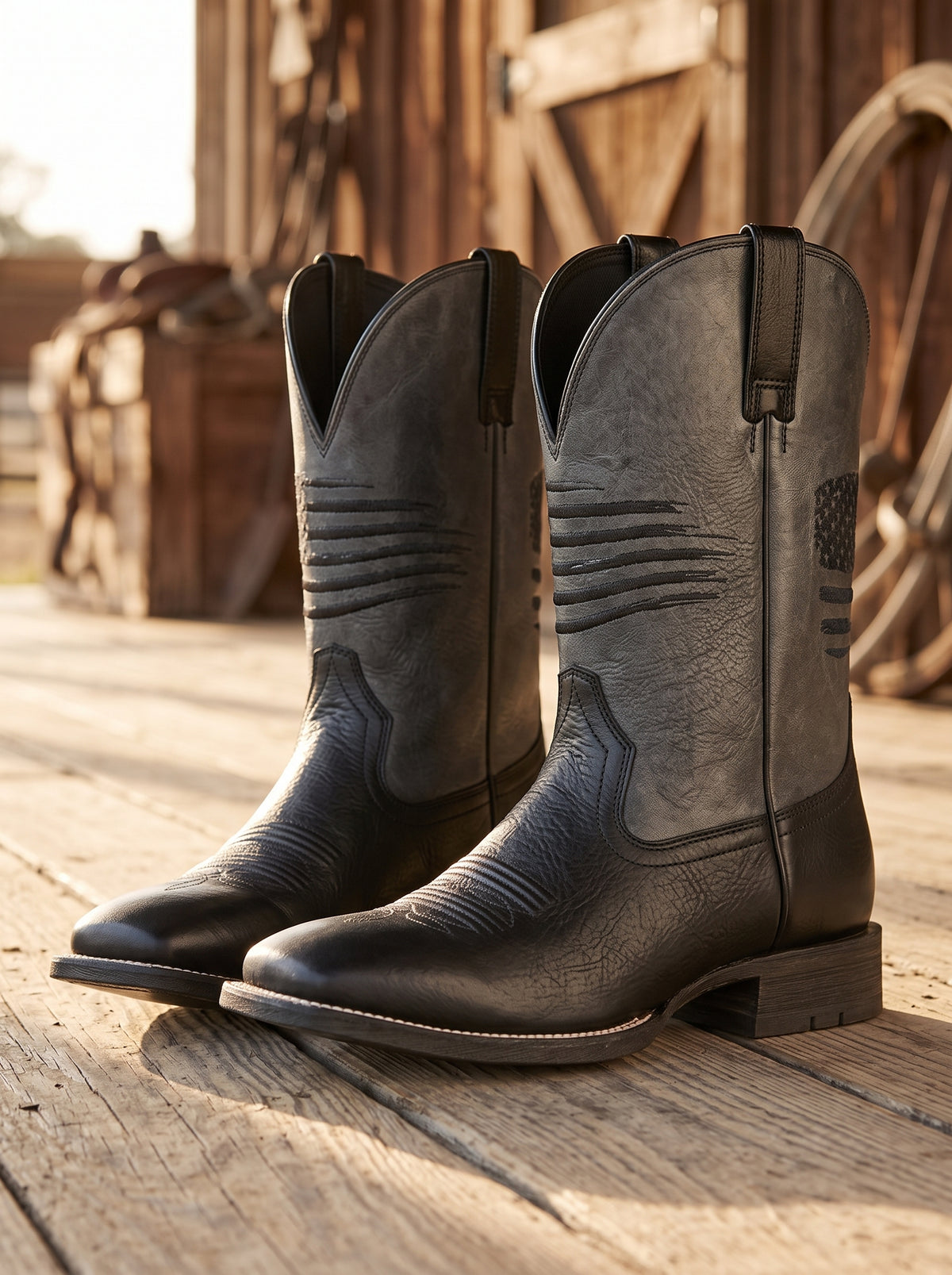 Patriotic Flag Square Toe Western Boots