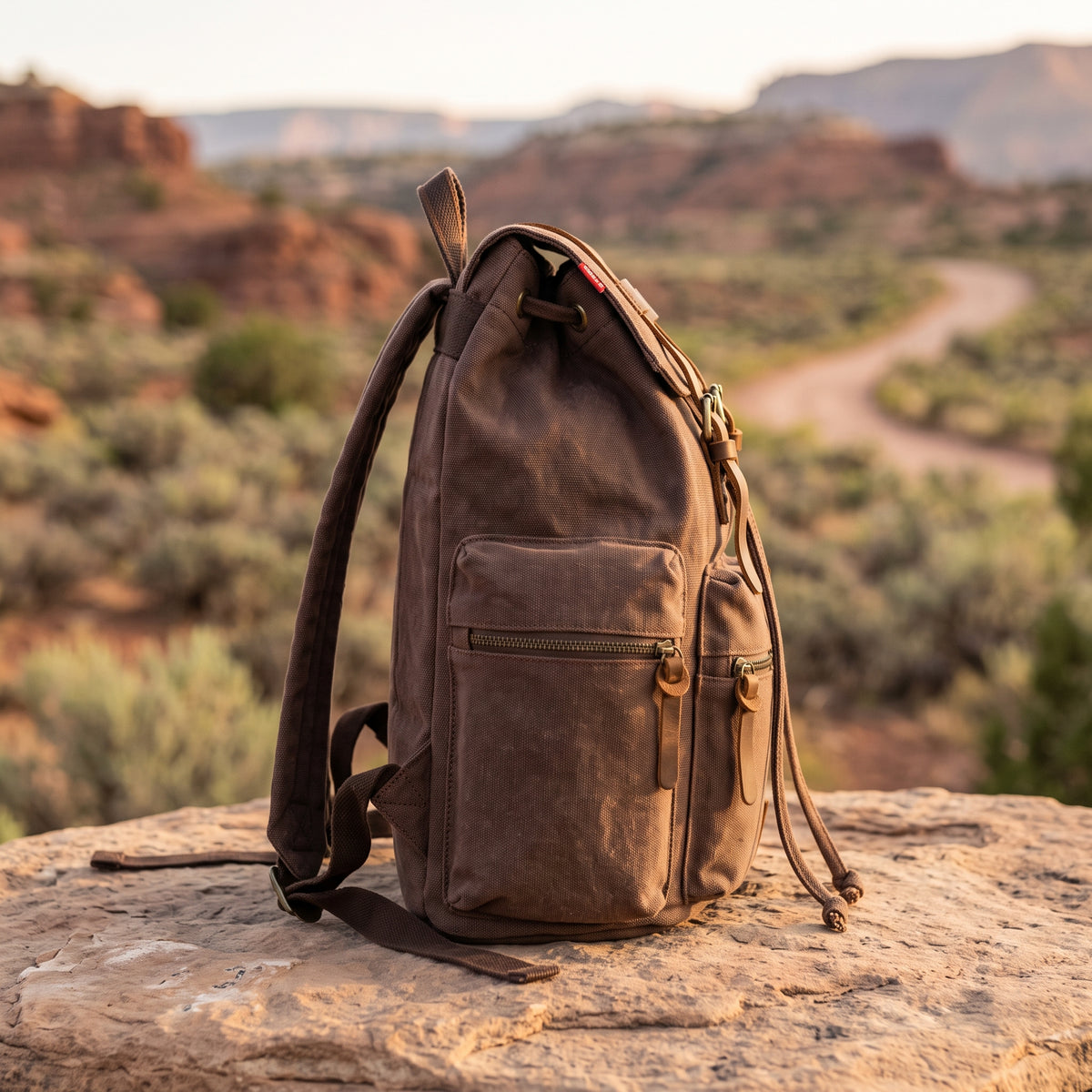 Coffee Brown Heritage Canvas Rucksack