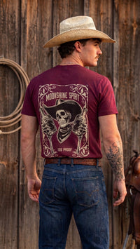 Men's Moonshine Spirit Skeleton Graphic Western T-Shirt