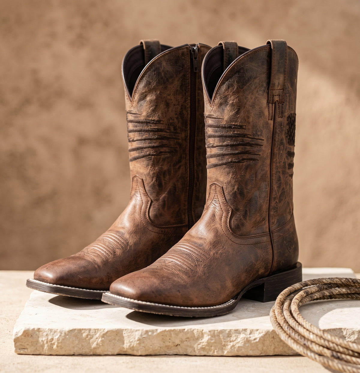 Patriotic Flag Square Toe Western Boots