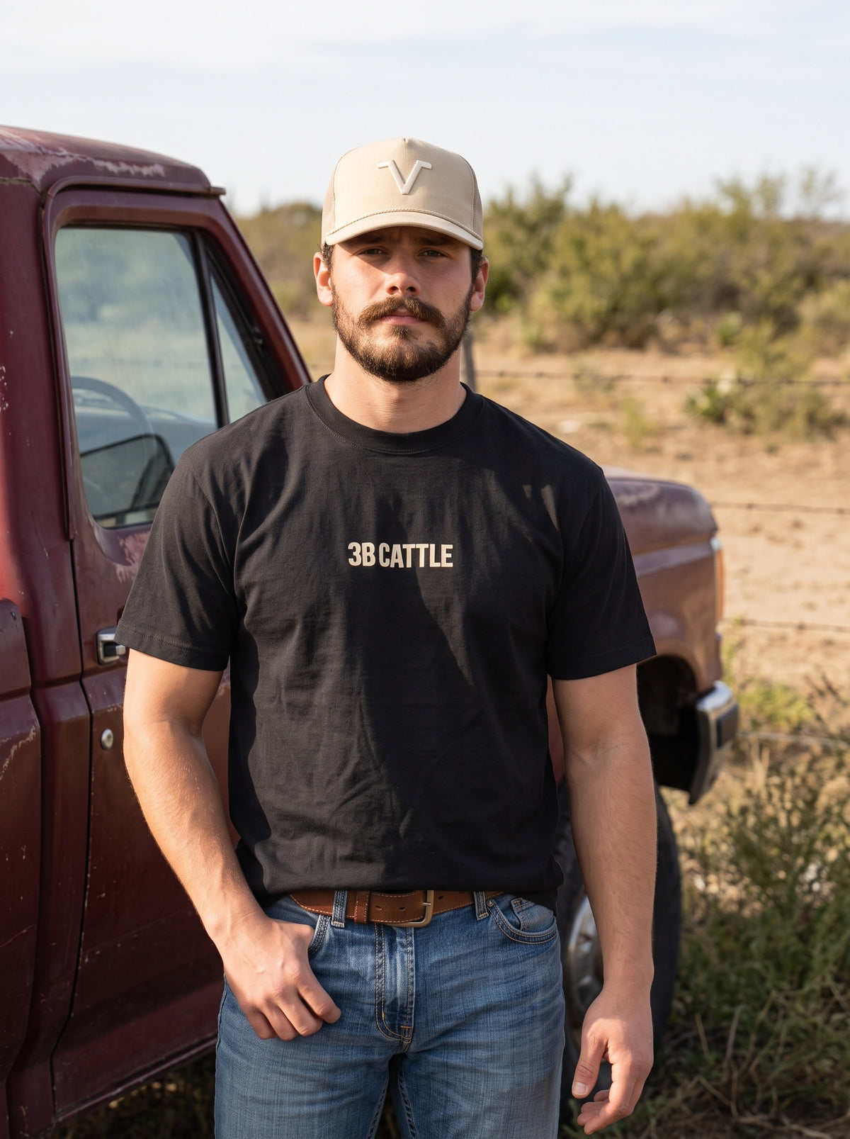 Men's Black Cowboro Cattle Graphic Western T-Shirt