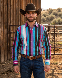 Men's Multi-Stripe Pearl Snap Western Shirt